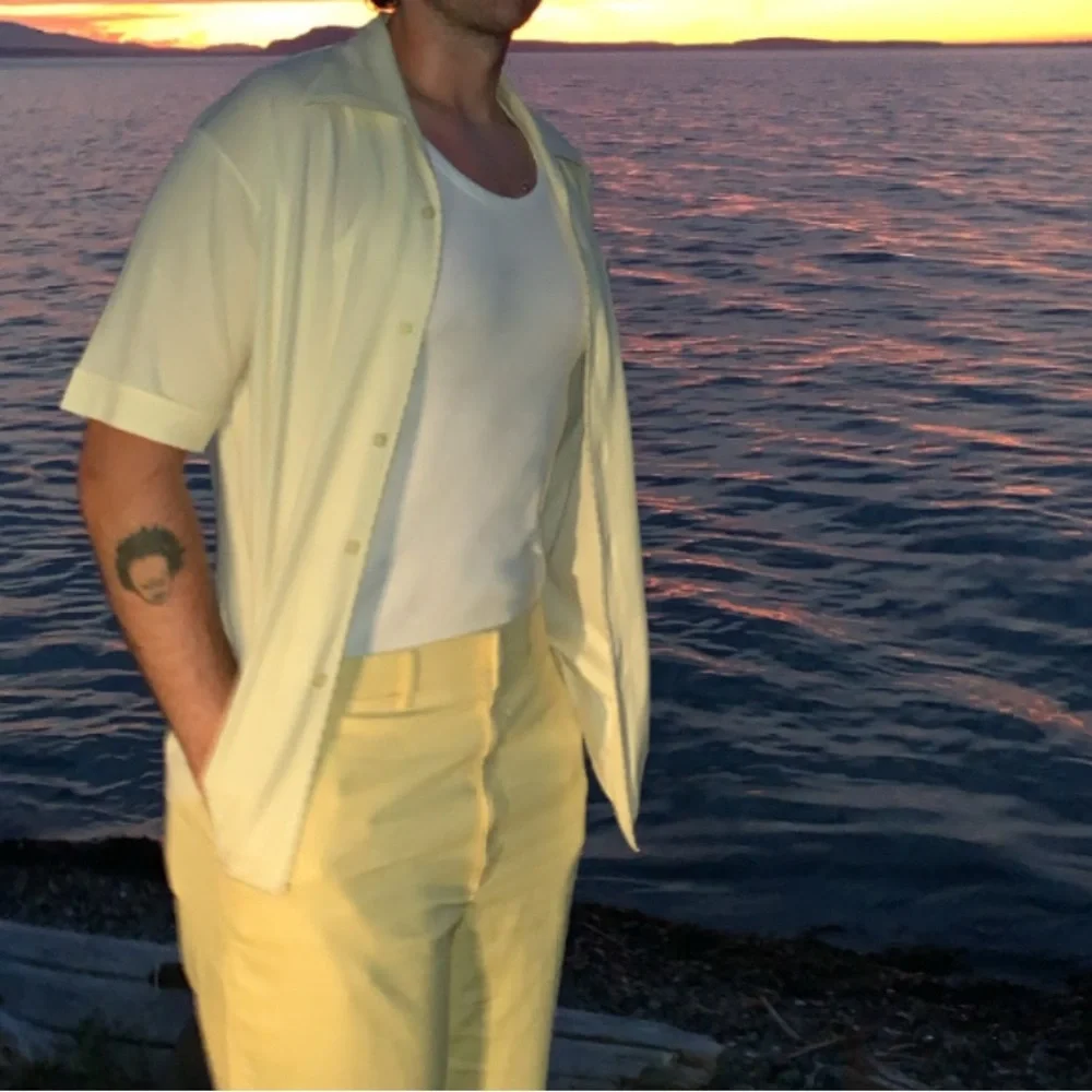 Men's Vintage Cream Button-Down Shirt - Picture 9 of 10